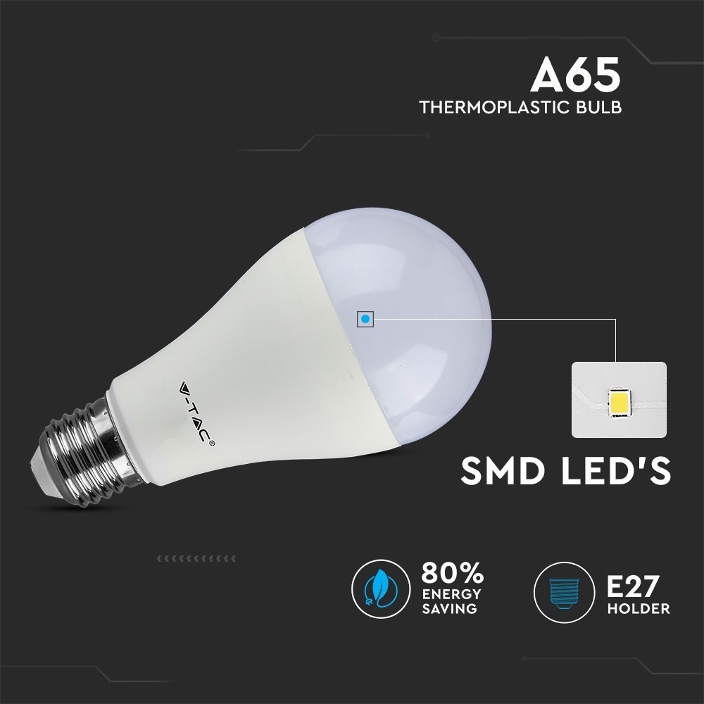LED Bulb - 15W E27 A60 Thermoplastic 6400K 2PCS/Blister Pack           