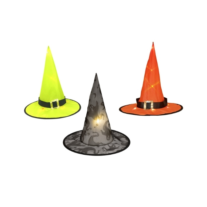 Witch hat - 3x - illuminated - Ø 36,5 x 38 cm