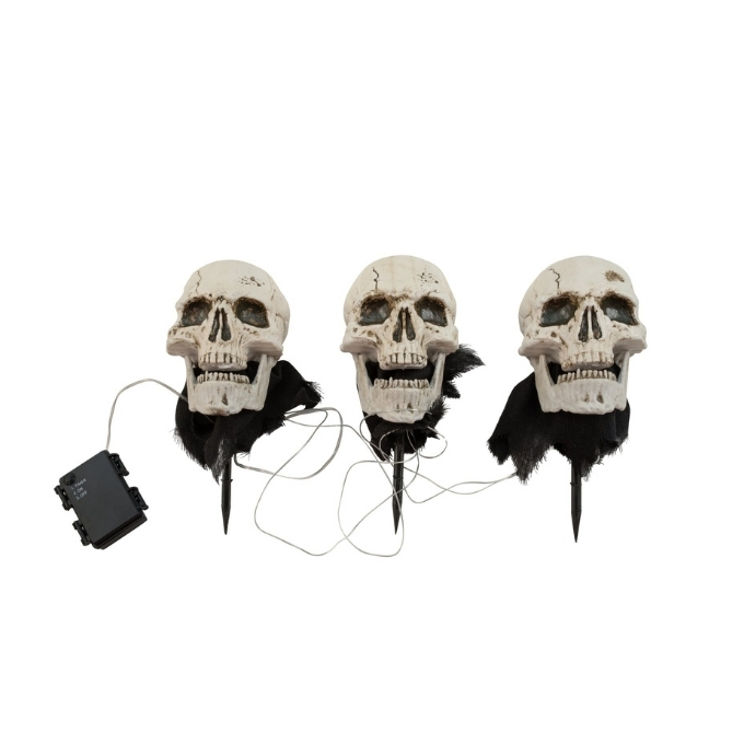 Skeleton head with stake - 3x - 29 cm