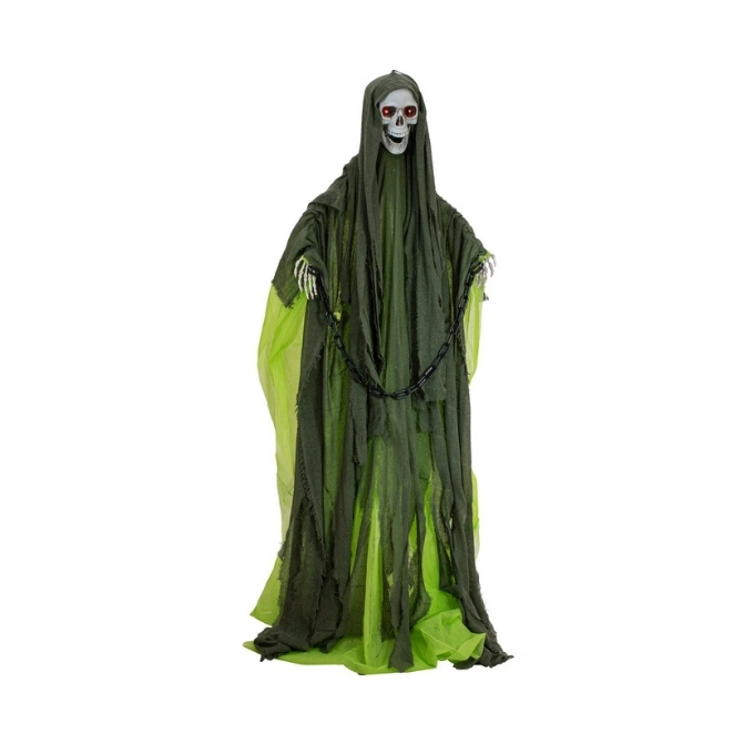 Skeleton with green cape - animated - 40 x 80 x 175 cm