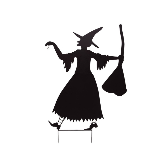 Silhouette metal witch with broom - 115 x 140 cm