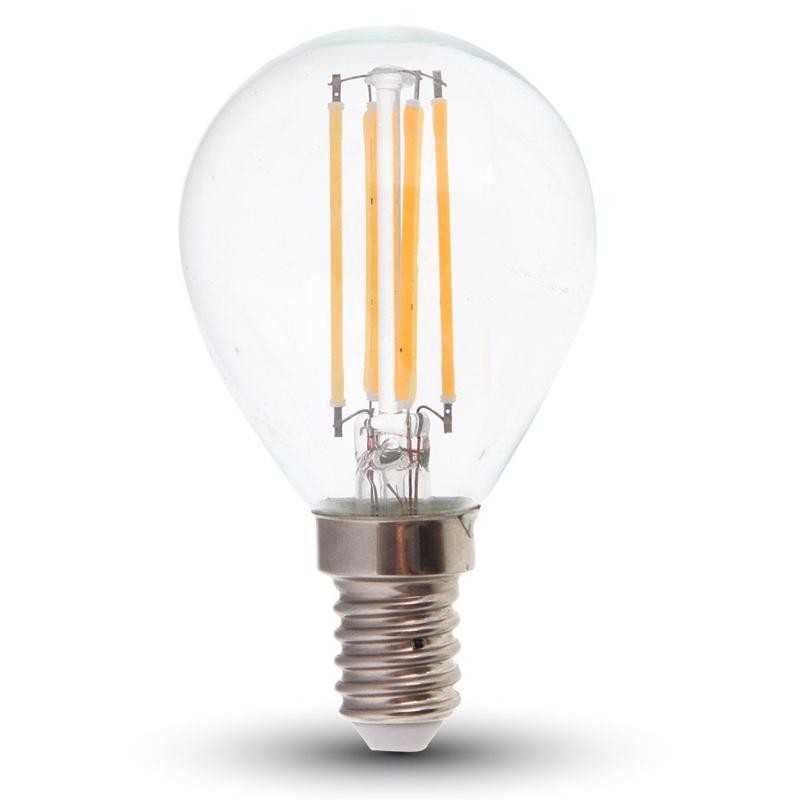 LED sijalka - 6W Filamen E14 P45 prozorna 3000K 