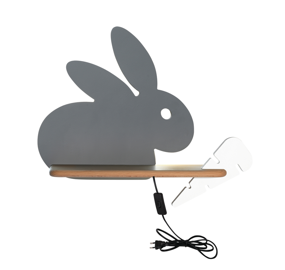 LED otroška stenska svetilka Rabbit s kablom