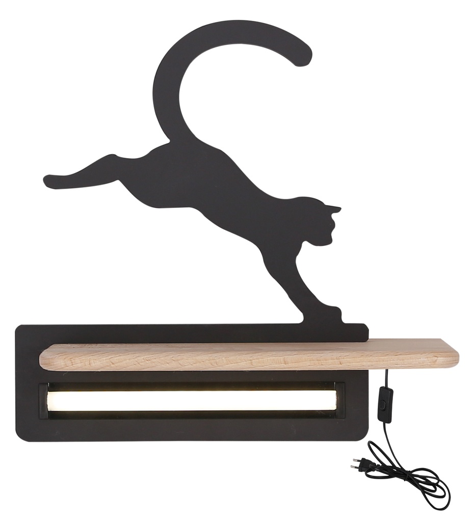 LED otroška stenska svetilka Jumping Cat s kablom