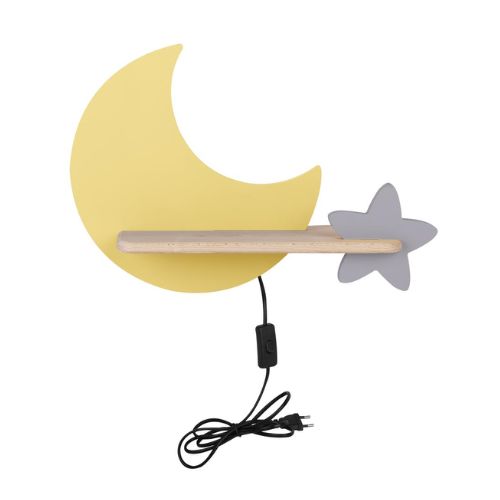 LED otroška stenska svetilka Moon s kablom