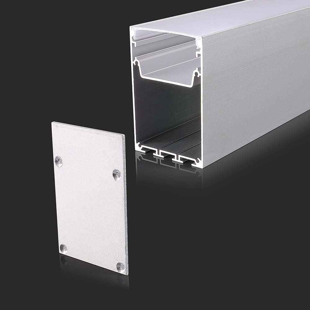 LED aluminijasti profil 2000 x 50 x 75 mm bel + pokrov