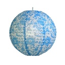 Pendant light Kokon paper ball blue flowers