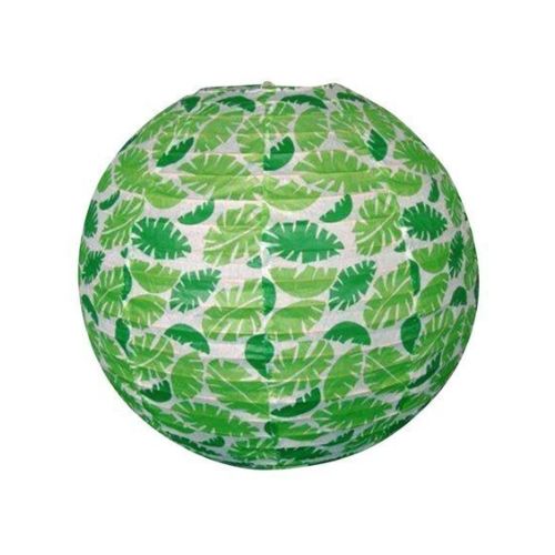 Pendant light Kokon paper ball with green leaves