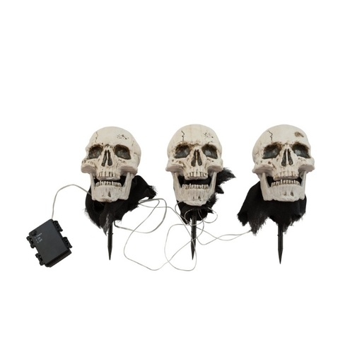 Skeleton head with stake - 3x - 29 cm
